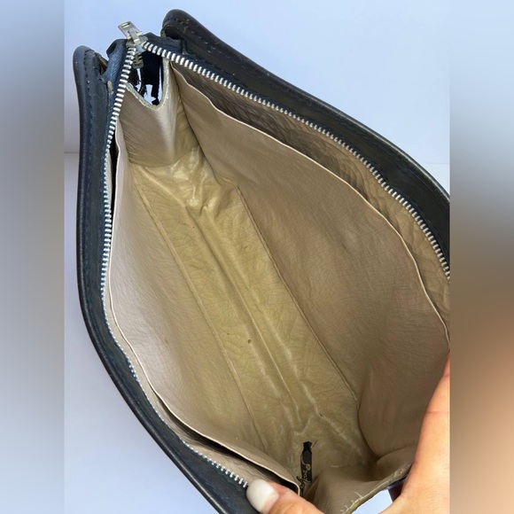 Vintage Christian Dior Large Clutch Bag in Navy Blue Trotter Jacquard Canvas - Picture 10 of 12